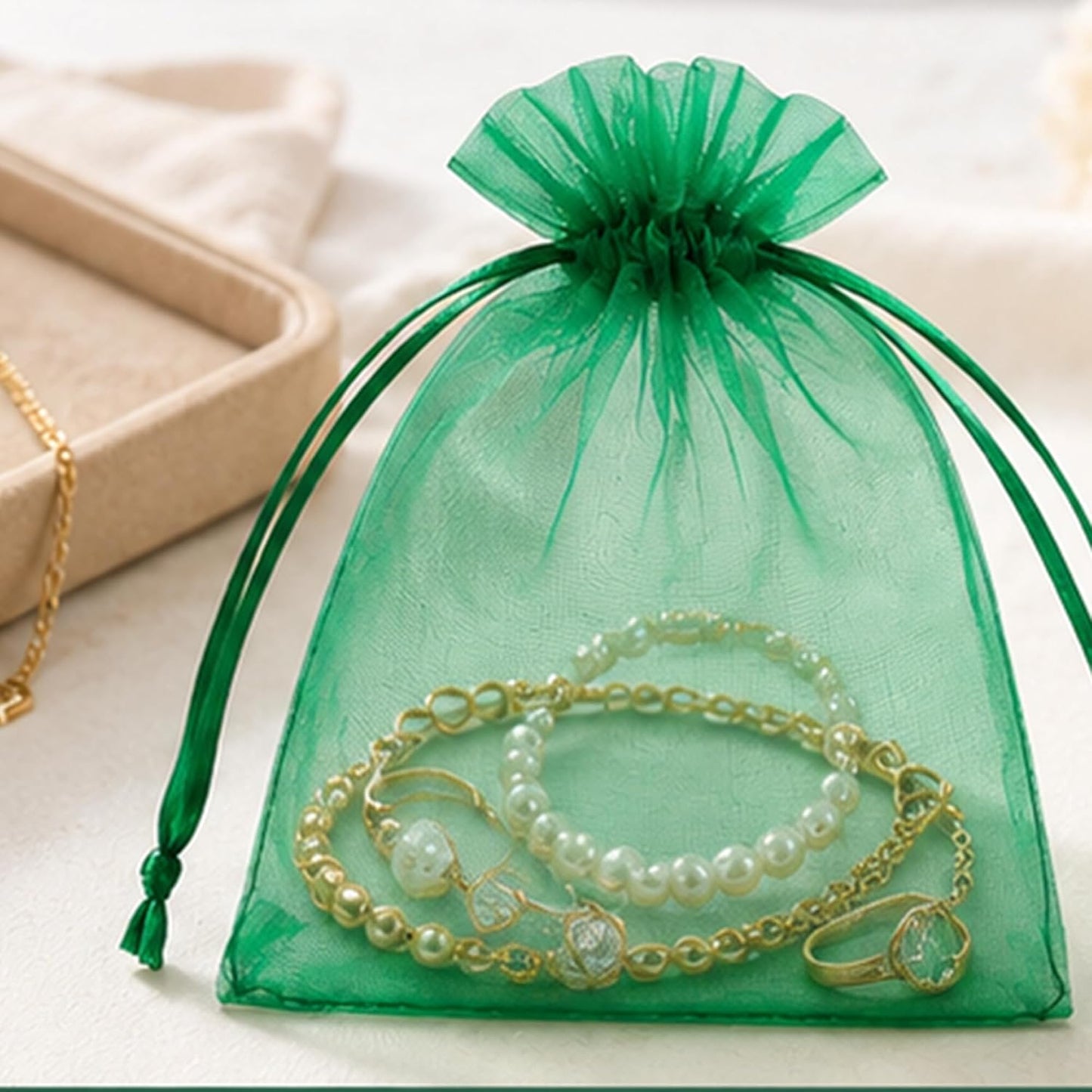 100 Pcs Small Organza Bags with Drawstring, Sheer Mesh Gift Pouches for Jewelry Candy and Dried Flowers, Solid Color 3.15 x 3.94 Inch (Lemon Yellow)