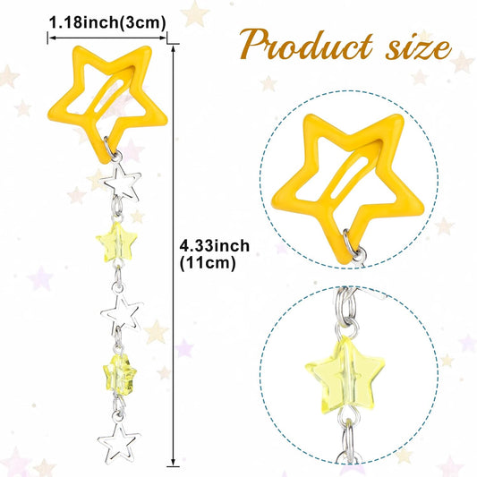 2pcs Star Tassels Hair Clips for Women, 1.18x4.33in, Deep Yellow