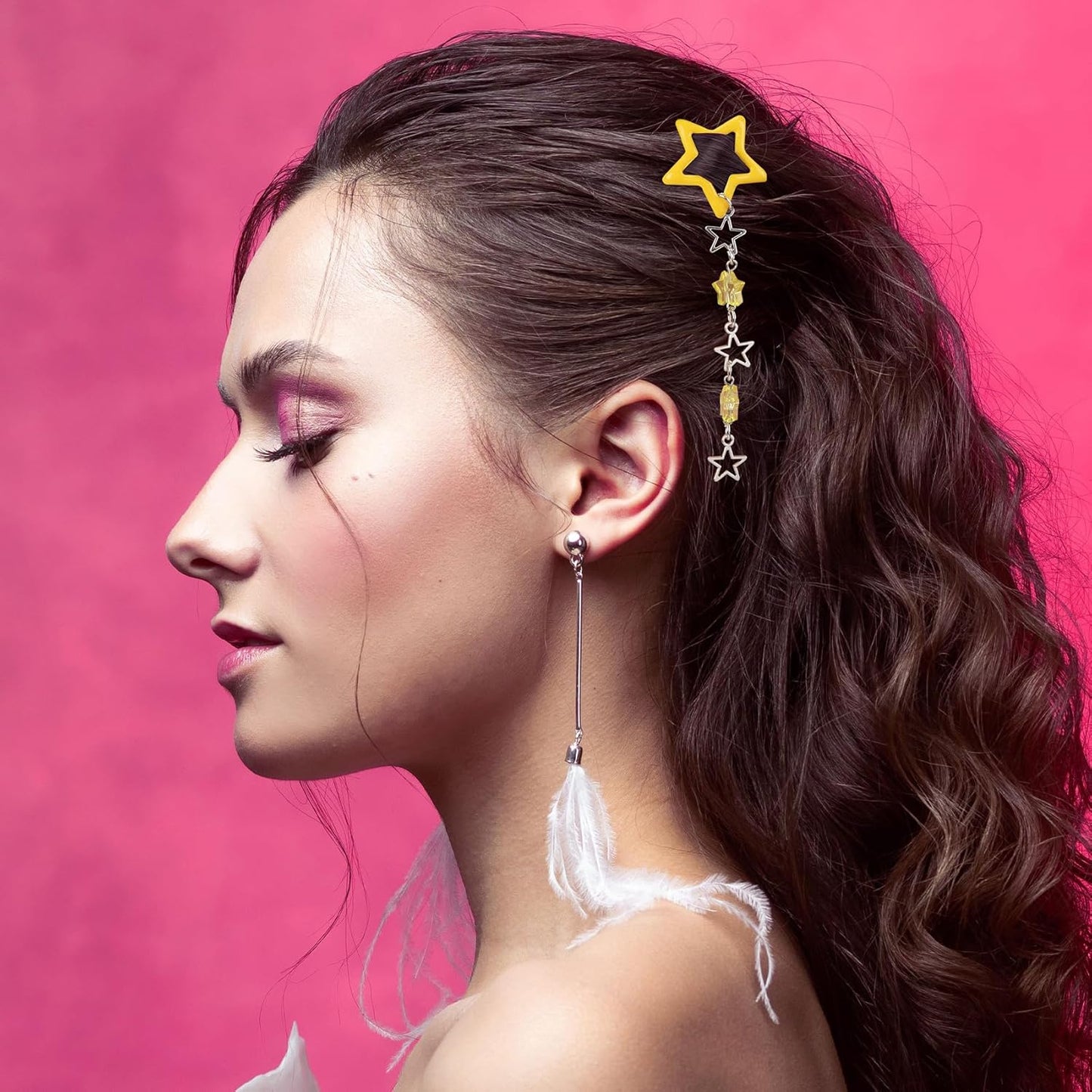 2pcs Star Tassels Hair Clips for Women, 1.18x4.33in, Deep Yellow
