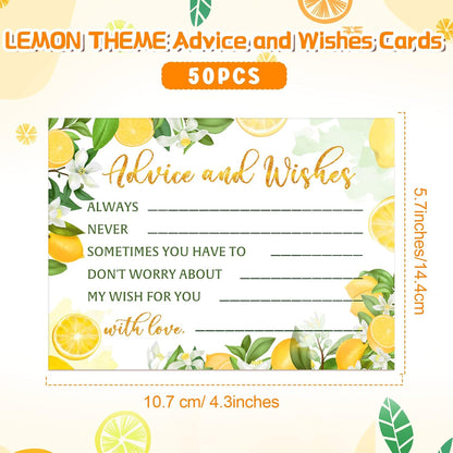 50 Pcs Advice and Wishes Cards, Uncoated Wedding Advice Cards Heavyweight Printed Guestbook for The Bride and Groom, Baby Shower, Wedding Shower, Birthday Party(Lemon Theme)