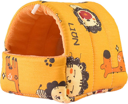 Guinea Pig Bed, Cave Cozy Hamster House Hideout for Guinea Pig Ferret Hedgehog Chinchilla Bearded Dragon Winter Nest Hamster Accessories Elk Yellow S