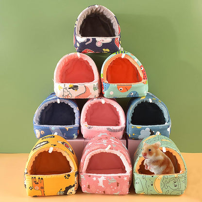 Guinea Pig Bed, Cave Cozy Hamster House Hideout for Guinea Pig Ferret Hedgehog Chinchilla Bearded Dragon Winter Nest Hamster Accessories Elk Yellow S