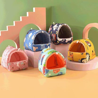 Guinea Pig Bed, Cave Cozy Hamster House Hideout for Guinea Pig Ferret Hedgehog Chinchilla Bearded Dragon Winter Nest Hamster Accessories Elk Yellow S