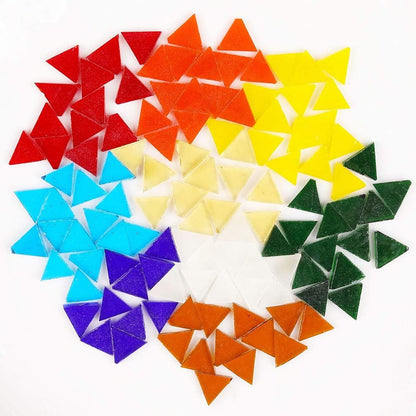 200g Mosaic Tiles of Mosaic Tiles Stained Glass Triangle 0.6x0.6 inch Mosaic Pieces for Home Decoration, DIY Crafts, Mosaic Tile Projects - Dark Yellow