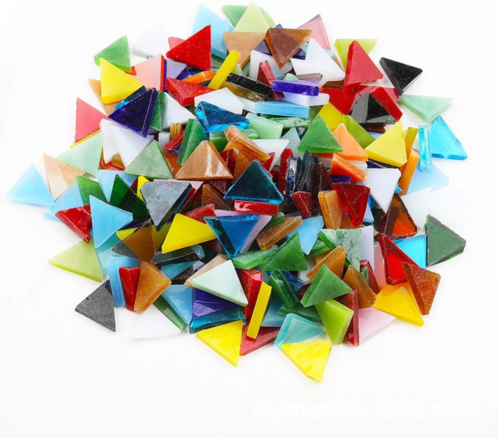 200g Mosaic Tiles of Mosaic Tiles Stained Glass Triangle 0.6x0.6 inch Mosaic Pieces for Home Decoration, DIY Crafts, Mosaic Tile Projects - Dark Yellow