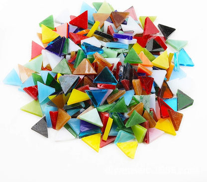 200g Mosaic Tiles of Mosaic Tiles Stained Glass Triangle 0.6x0.6 inch Mosaic Pieces for Home Decoration, DIY Crafts, Mosaic Tile Projects - Dark Yellow