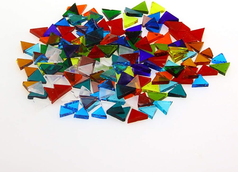 200g Mosaic Tiles of Mosaic Tiles Stained Glass Triangle 0.6x0.6 inch Mosaic Pieces for Home Decoration, DIY Crafts, Mosaic Tile Projects - Dark Yellow