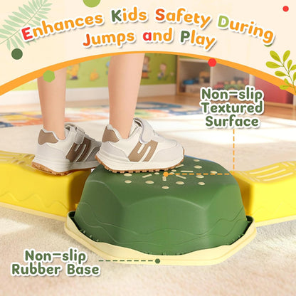 18 Pieces Non-Slip Balance Beam Stepping Stones for Kids 3 Years + Stackable Obstacle Course Balance Board for Toddlers Thicken Plastic Hold up 220LBS Indoor Outdoor Sensory Toy