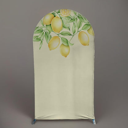 Positano Lemons Yellow Arched Stretchy Fabric Covers for Parties Arch Backdrop Stand Cover Porcelain Party Decor Props(2.5x6ft)