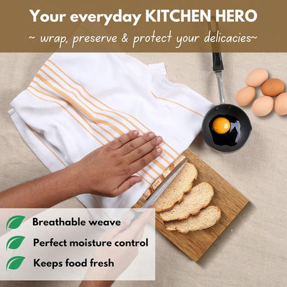 Yellow Stripe Kitchen Dish Towels 16"x26" Set of 4 - Herringbone Weave Scandia Striped 100% Cotton Dish Cloths for Washing Dishes, Absorbent Hand Towels - Yellow White