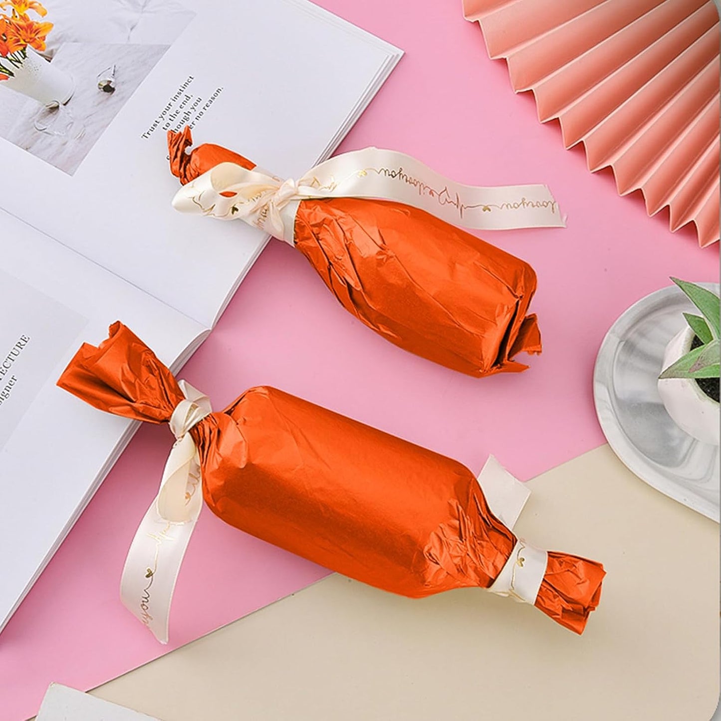 Orange Tissue Paper for Gift Bags - 30 Sheets of Orange Wrapping Tissue Paper Bulk Packaging Paper for Weddings Birthday DIY Project Christmas Halloween Thanksgiving Gift Wrapping Crafts Decor