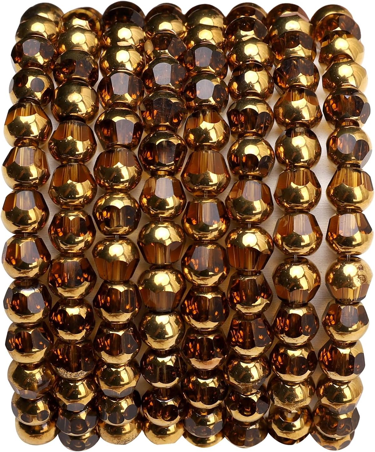 Glass Round Beads Yellow Octagon Faceted 6x5mm 100pcs Golden Edge Crystal Loose Beads for DIY Craft Jewelry Making