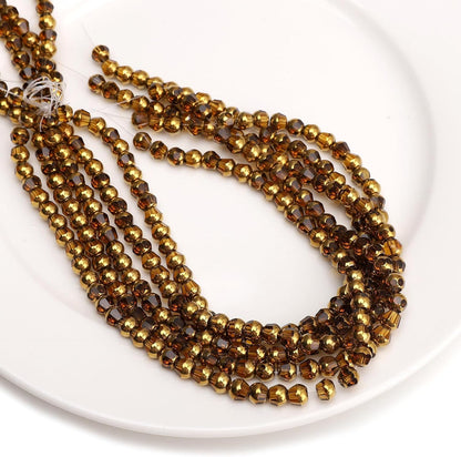 Glass Round Beads Yellow Octagon Faceted 6x5mm 100pcs Golden Edge Crystal Loose Beads for DIY Craft Jewelry Making