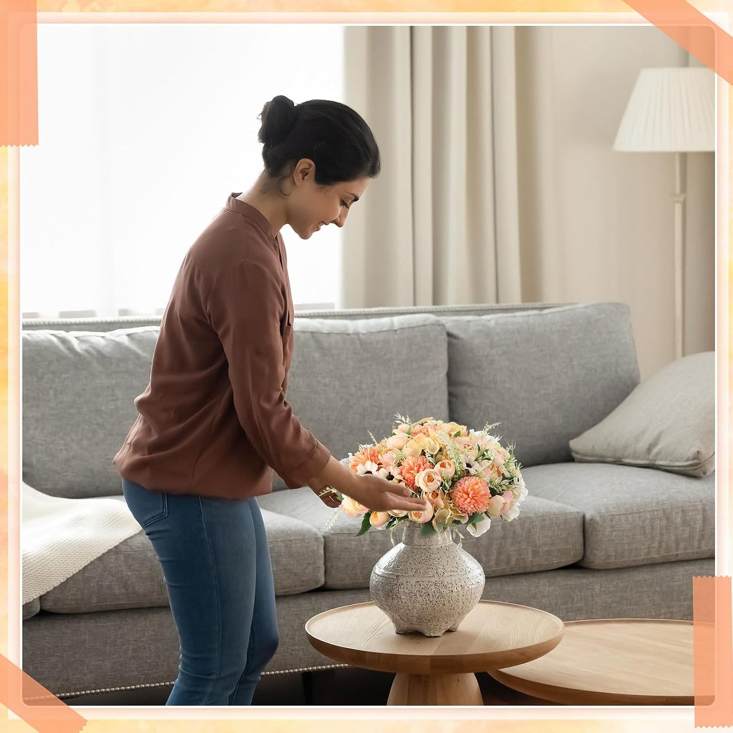 Peonies Artificial Flowers Faux Roses Silk Flowers Hydrangea Artificial Bouquet for Wedding Table Centerpiece Floral Vase Home Office Bridal Decor(Light Yellow,12 Bundles)