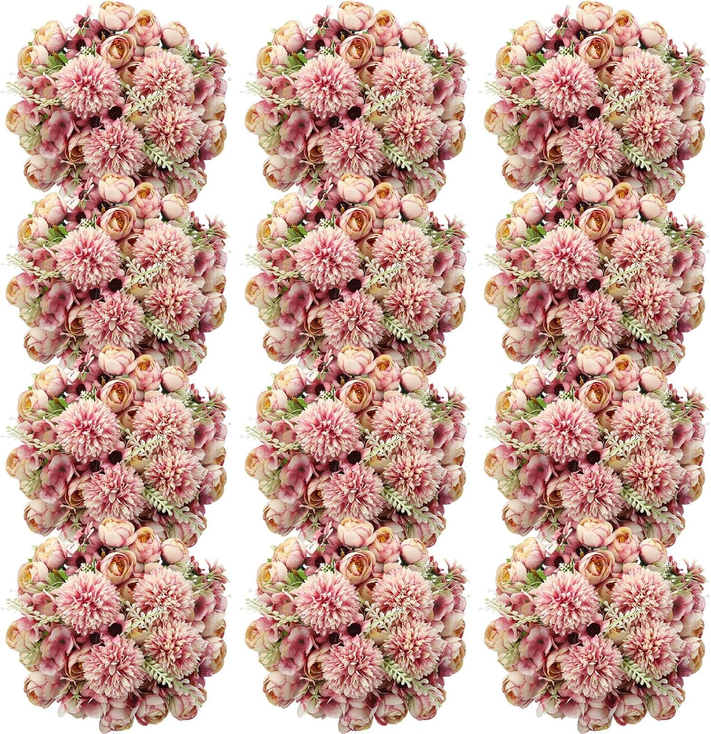 Peonies Artificial Flowers Faux Roses Silk Flowers Hydrangea Artificial Bouquet for Wedding Table Centerpiece Floral Vase Home Office Bridal Decor(Light Yellow,12 Bundles)