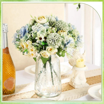 Peonies Artificial Flowers Faux Roses Silk Flowers Hydrangea Artificial Bouquet for Wedding Table Centerpiece Floral Vase Home Office Bridal Decor(Light Yellow,12 Bundles)