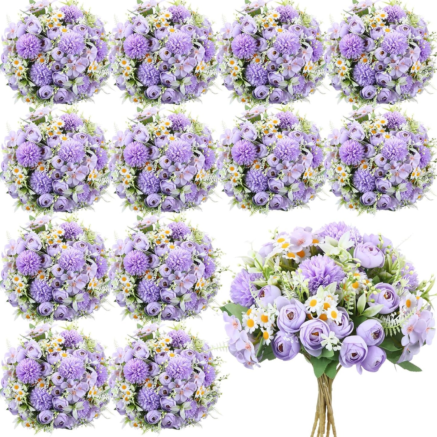 Peonies Artificial Flowers Faux Roses Silk Flowers Hydrangea Artificial Bouquet for Wedding Table Centerpiece Floral Vase Home Office Bridal Decor(Light Yellow,12 Bundles)