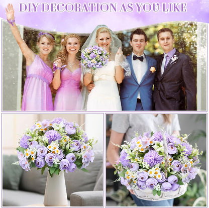 Peonies Artificial Flowers Faux Roses Silk Flowers Hydrangea Artificial Bouquet for Wedding Table Centerpiece Floral Vase Home Office Bridal Decor(Light Yellow,12 Bundles)