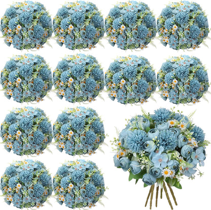 Peonies Artificial Flowers Faux Roses Silk Flowers Hydrangea Artificial Bouquet for Wedding Table Centerpiece Floral Vase Home Office Bridal Decor(Light Yellow,12 Bundles)