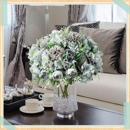 Peonies Artificial Flowers Faux Roses Silk Flowers Hydrangea Artificial Bouquet for Wedding Table Centerpiece Floral Vase Home Office Bridal Decor(Light Yellow,12 Bundles)
