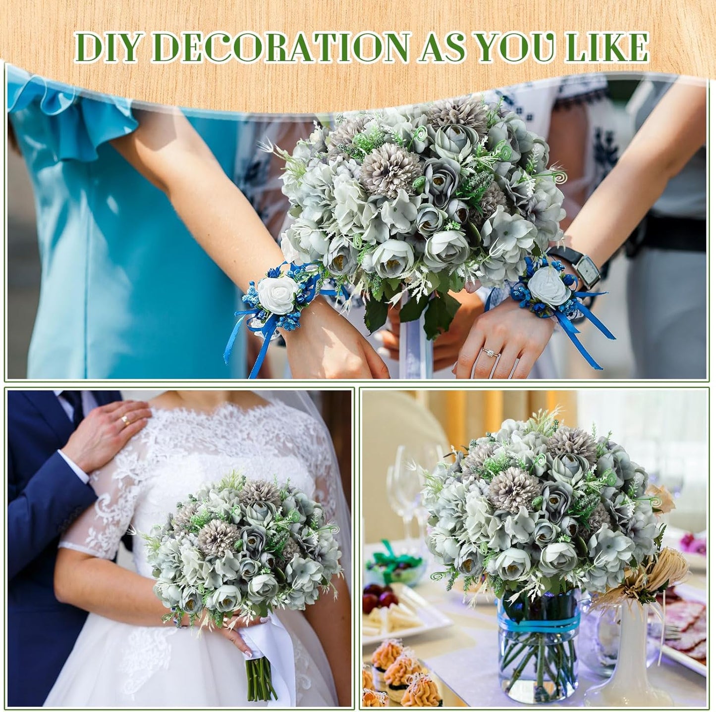 Peonies Artificial Flowers Faux Roses Silk Flowers Hydrangea Artificial Bouquet for Wedding Table Centerpiece Floral Vase Home Office Bridal Decor(Light Yellow,12 Bundles)