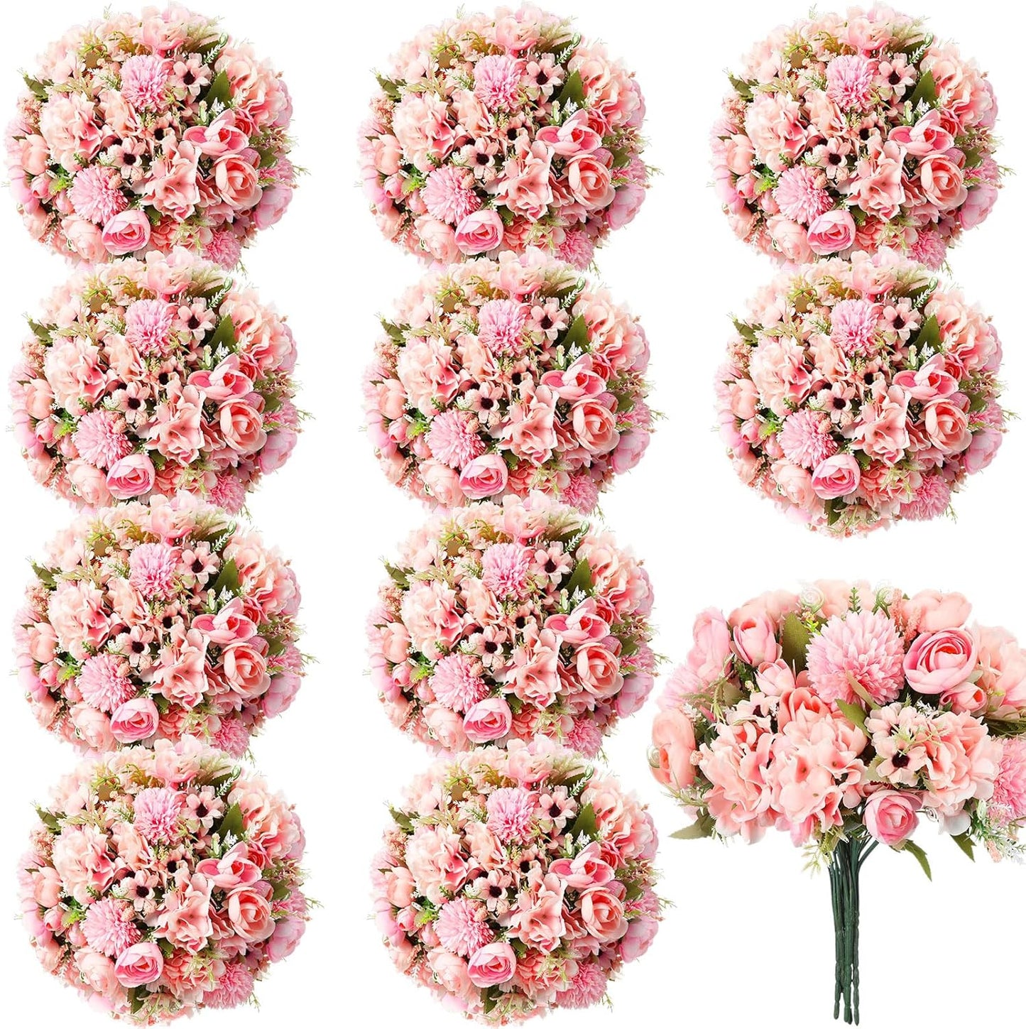 Peonies Artificial Flowers Faux Roses Silk Flowers Hydrangea Artificial Bouquet for Wedding Table Centerpiece Floral Vase Home Office Bridal Decor(Light Yellow,12 Bundles)