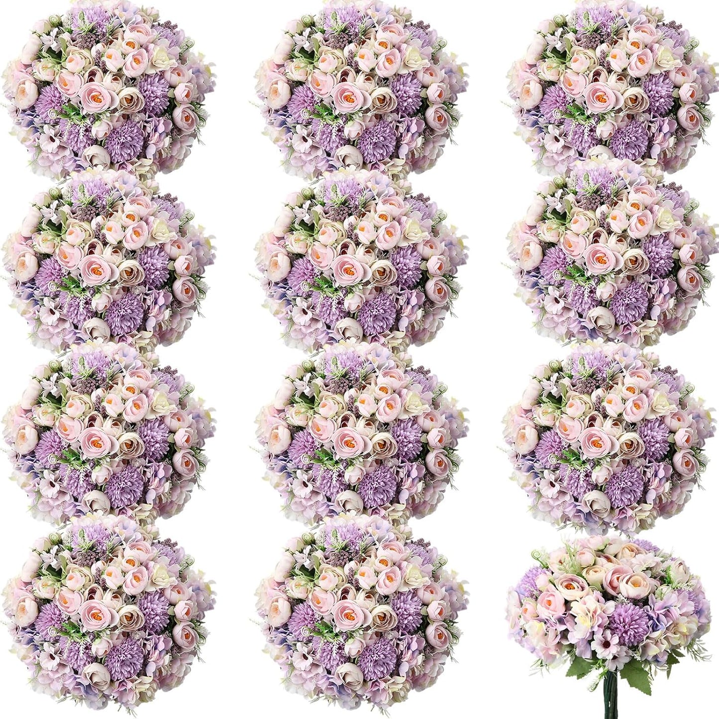 Peonies Artificial Flowers Faux Roses Silk Flowers Hydrangea Artificial Bouquet for Wedding Table Centerpiece Floral Vase Home Office Bridal Decor(Light Yellow,12 Bundles)