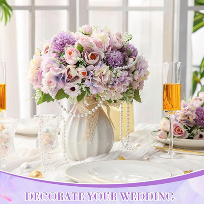 Peonies Artificial Flowers Faux Roses Silk Flowers Hydrangea Artificial Bouquet for Wedding Table Centerpiece Floral Vase Home Office Bridal Decor(Light Yellow,12 Bundles)