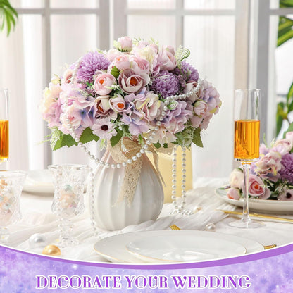 Peonies Artificial Flowers Faux Roses Silk Flowers Hydrangea Artificial Bouquet for Wedding Table Centerpiece Floral Vase Home Office Bridal Decor(Light Yellow,12 Bundles)