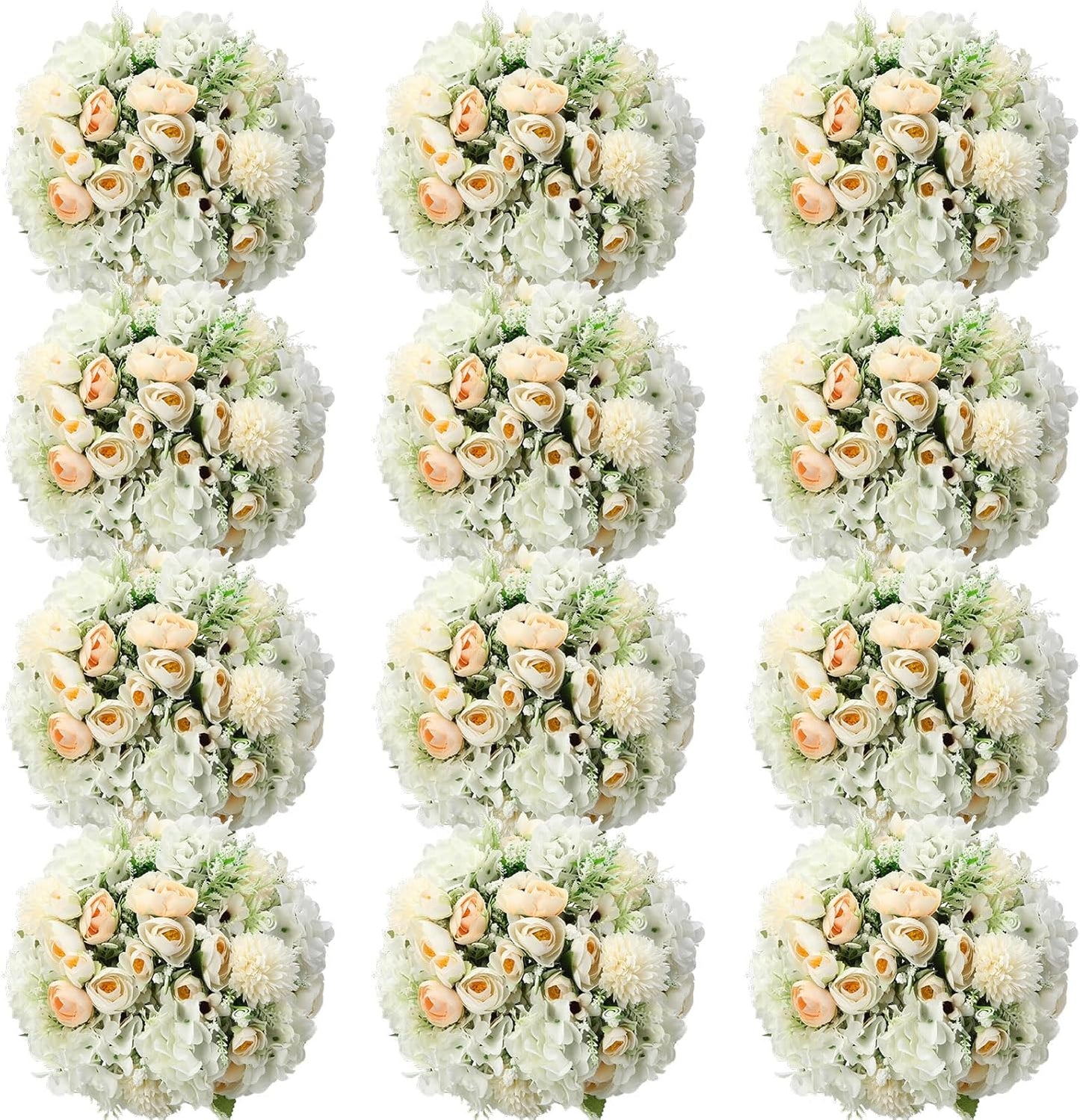 Peonies Artificial Flowers Faux Roses Silk Flowers Hydrangea Artificial Bouquet for Wedding Table Centerpiece Floral Vase Home Office Bridal Decor(Light Yellow,12 Bundles)