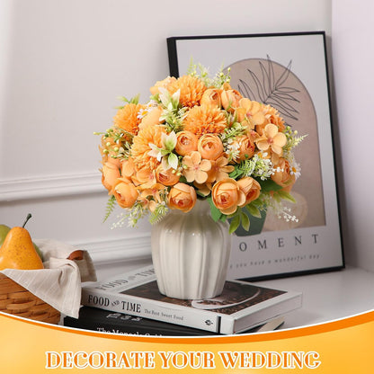 Peonies Artificial Flowers Faux Roses Silk Flowers Hydrangea Artificial Bouquet for Wedding Table Centerpiece Floral Vase Home Office Bridal Decor(Light Yellow,12 Bundles)