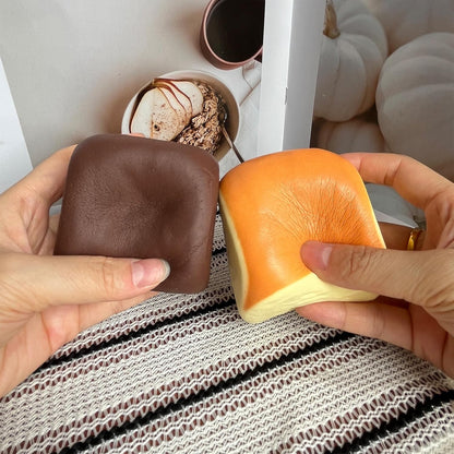 Butter Slow Rising Squishy，Squishy Toy,Dumpling Stress Balls,Fidget Toy (Black Yellow Hawaiian Roll squishy) | butter squishy Party Favor Gift squeeze toy cheese squishy back to school