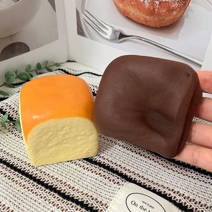 Butter Slow Rising Squishy，Squishy Toy,Dumpling Stress Balls,Fidget Toy (Black Yellow Hawaiian Roll squishy) | butter squishy Party Favor Gift squeeze toy cheese squishy back to school