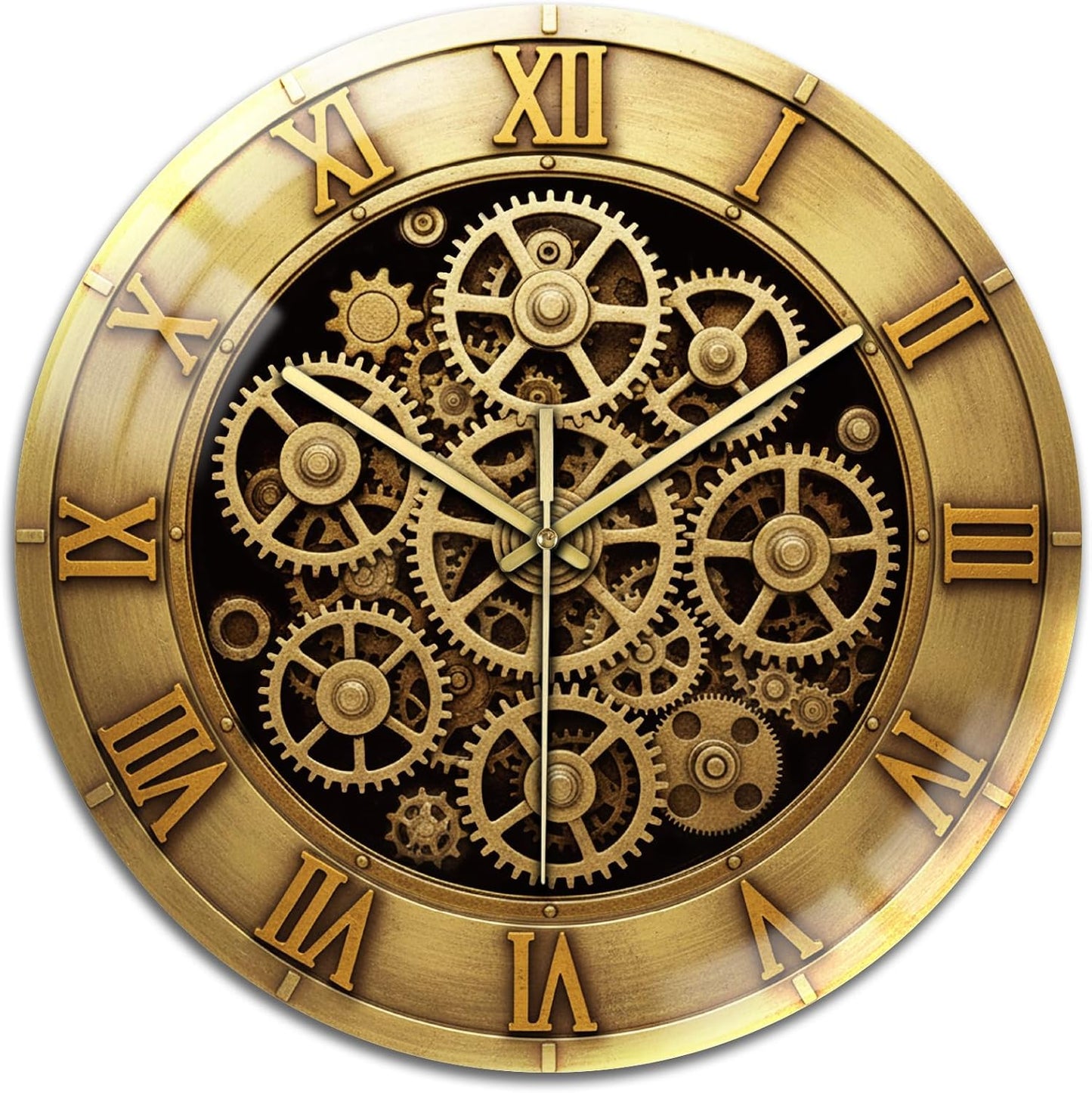 Lemon Wall Clocks Battery Operated, 12" Round Clock | Non Ticking Decorative Clock, Ocean Pattern Glass Design for Living Room, Kitchen, Bedroom & Bathroom Decor
