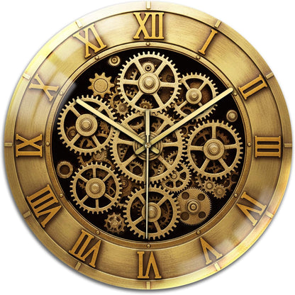 Lemon Wall Clocks Battery Operated, 12" Round Clock | Non Ticking Decorative Clock, Ocean Pattern Glass Design for Living Room, Kitchen, Bedroom & Bathroom Decor