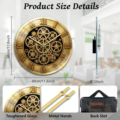 Lemon Wall Clocks Battery Operated, 12" Round Clock | Non Ticking Decorative Clock, Ocean Pattern Glass Design for Living Room, Kitchen, Bedroom & Bathroom Decor