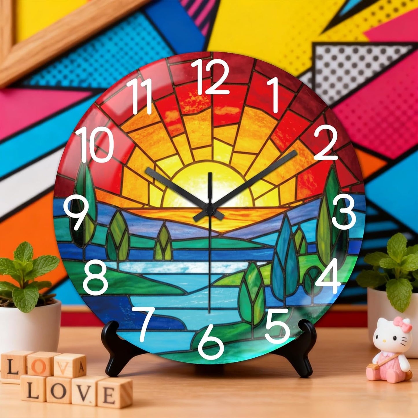 Lemon Wall Clocks Battery Operated, 12" Round Clock | Non Ticking Decorative Clock, Ocean Pattern Glass Design for Living Room, Kitchen, Bedroom & Bathroom Decor