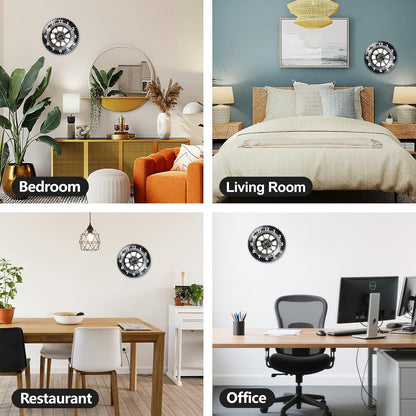 Lemon Wall Clocks Battery Operated, 12" Round Clock | Non Ticking Decorative Clock, Ocean Pattern Glass Design for Living Room, Kitchen, Bedroom & Bathroom Decor