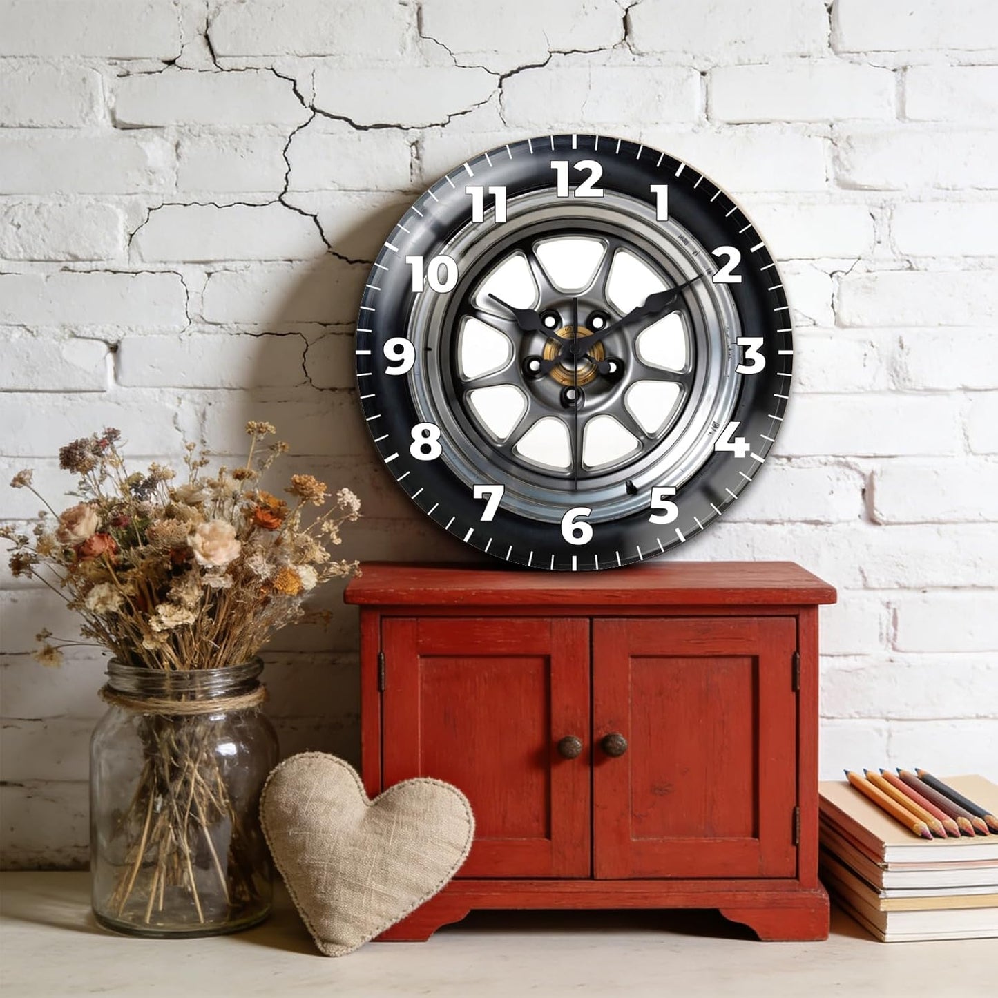 Lemon Wall Clocks Battery Operated, 12" Round Clock | Non Ticking Decorative Clock, Ocean Pattern Glass Design for Living Room, Kitchen, Bedroom & Bathroom Decor