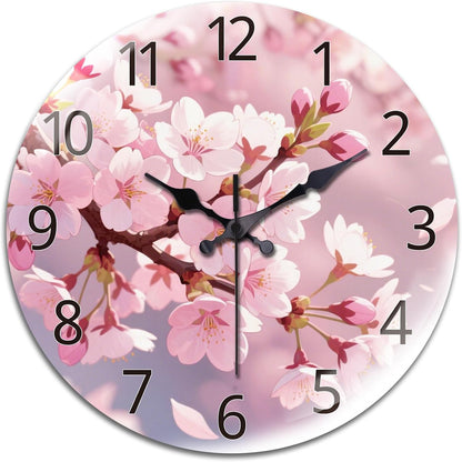 Lemon Wall Clocks Battery Operated, 12" Round Clock | Non Ticking Decorative Clock, Ocean Pattern Glass Design for Living Room, Kitchen, Bedroom & Bathroom Decor