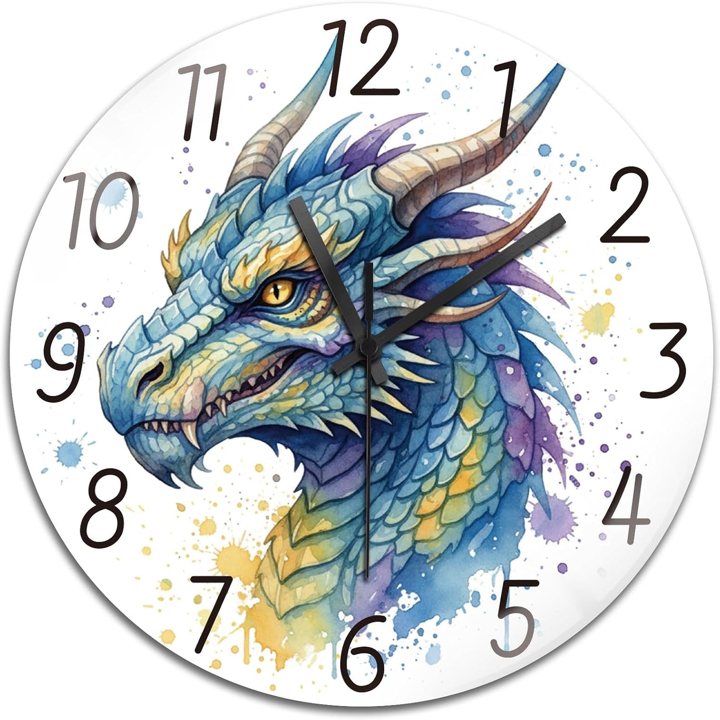 Lemon Wall Clocks Battery Operated, 12" Round Clock | Non Ticking Decorative Clock, Ocean Pattern Glass Design for Living Room, Kitchen, Bedroom & Bathroom Decor