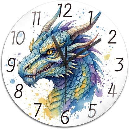 Lemon Wall Clocks Battery Operated, 12" Round Clock | Non Ticking Decorative Clock, Ocean Pattern Glass Design for Living Room, Kitchen, Bedroom & Bathroom Decor