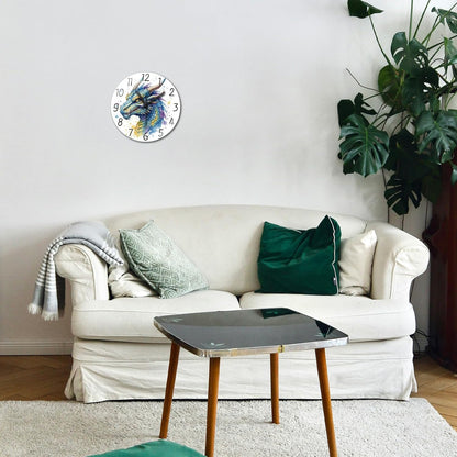 Lemon Wall Clocks Battery Operated, 12" Round Clock | Non Ticking Decorative Clock, Ocean Pattern Glass Design for Living Room, Kitchen, Bedroom & Bathroom Decor