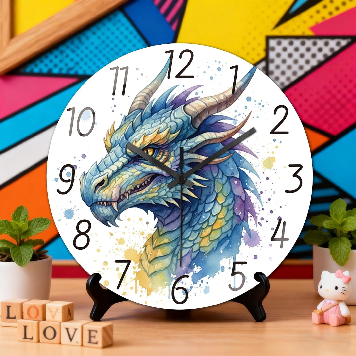 Lemon Wall Clocks Battery Operated, 12" Round Clock | Non Ticking Decorative Clock, Ocean Pattern Glass Design for Living Room, Kitchen, Bedroom & Bathroom Decor
