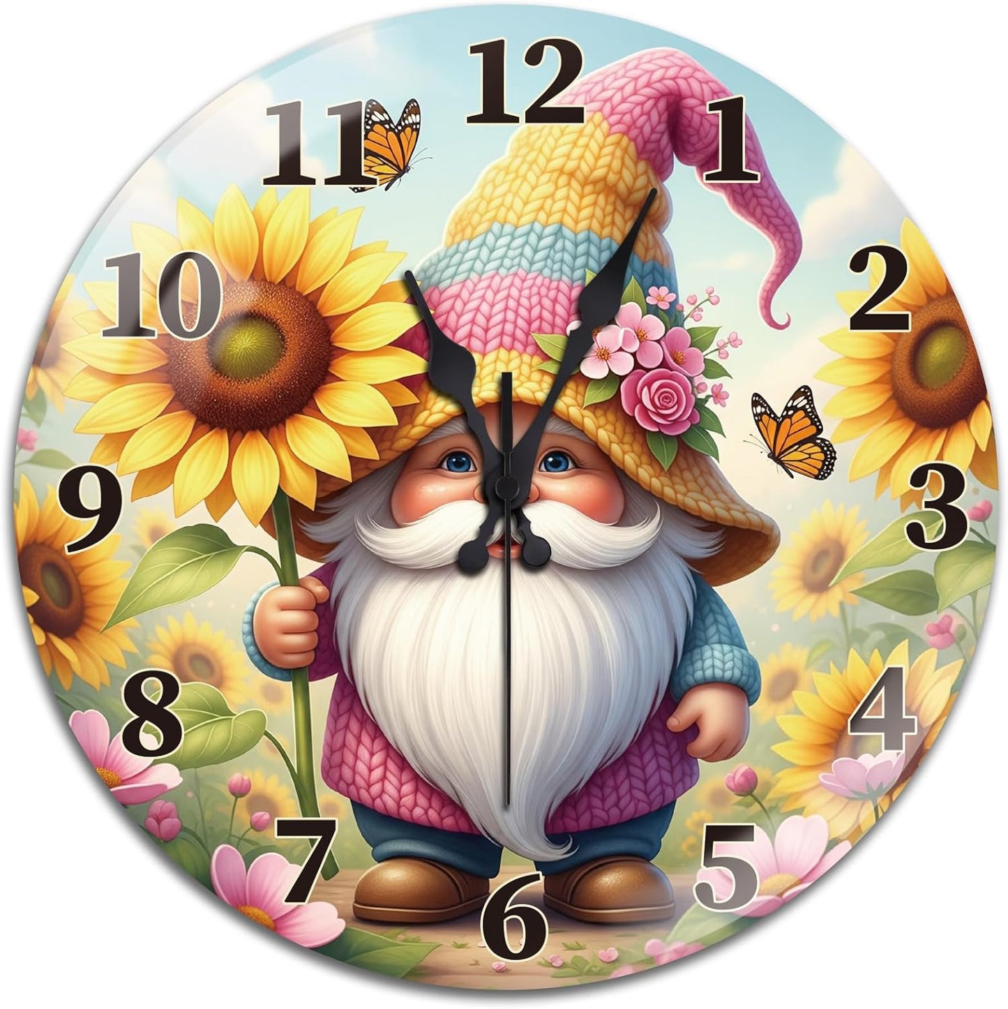 Lemon Wall Clocks Battery Operated, 12" Round Clock | Non Ticking Decorative Clock, Ocean Pattern Glass Design for Living Room, Kitchen, Bedroom & Bathroom Decor