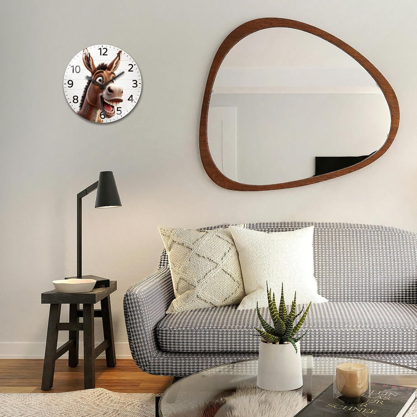 Lemon Wall Clocks Battery Operated, 12" Round Clock | Non Ticking Decorative Clock, Ocean Pattern Glass Design for Living Room, Kitchen, Bedroom & Bathroom Decor