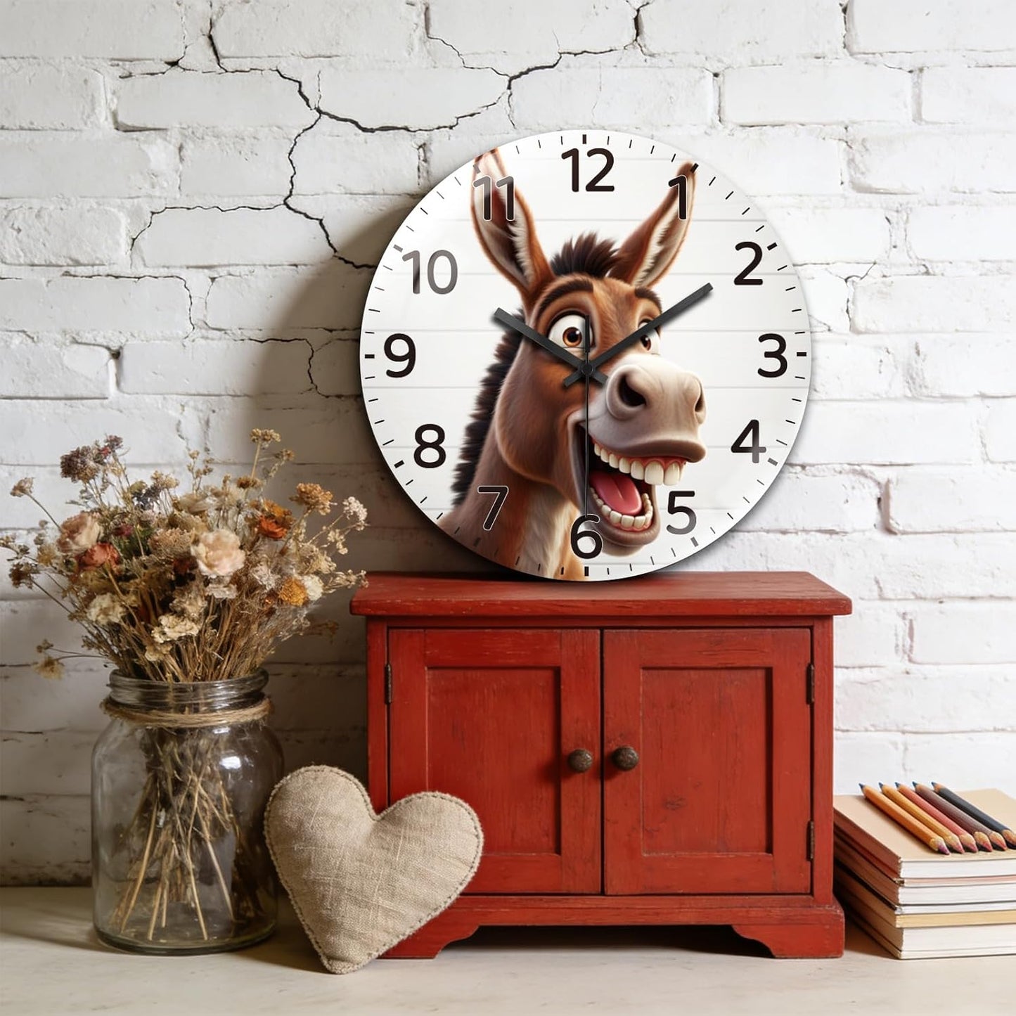Lemon Wall Clocks Battery Operated, 12" Round Clock | Non Ticking Decorative Clock, Ocean Pattern Glass Design for Living Room, Kitchen, Bedroom & Bathroom Decor