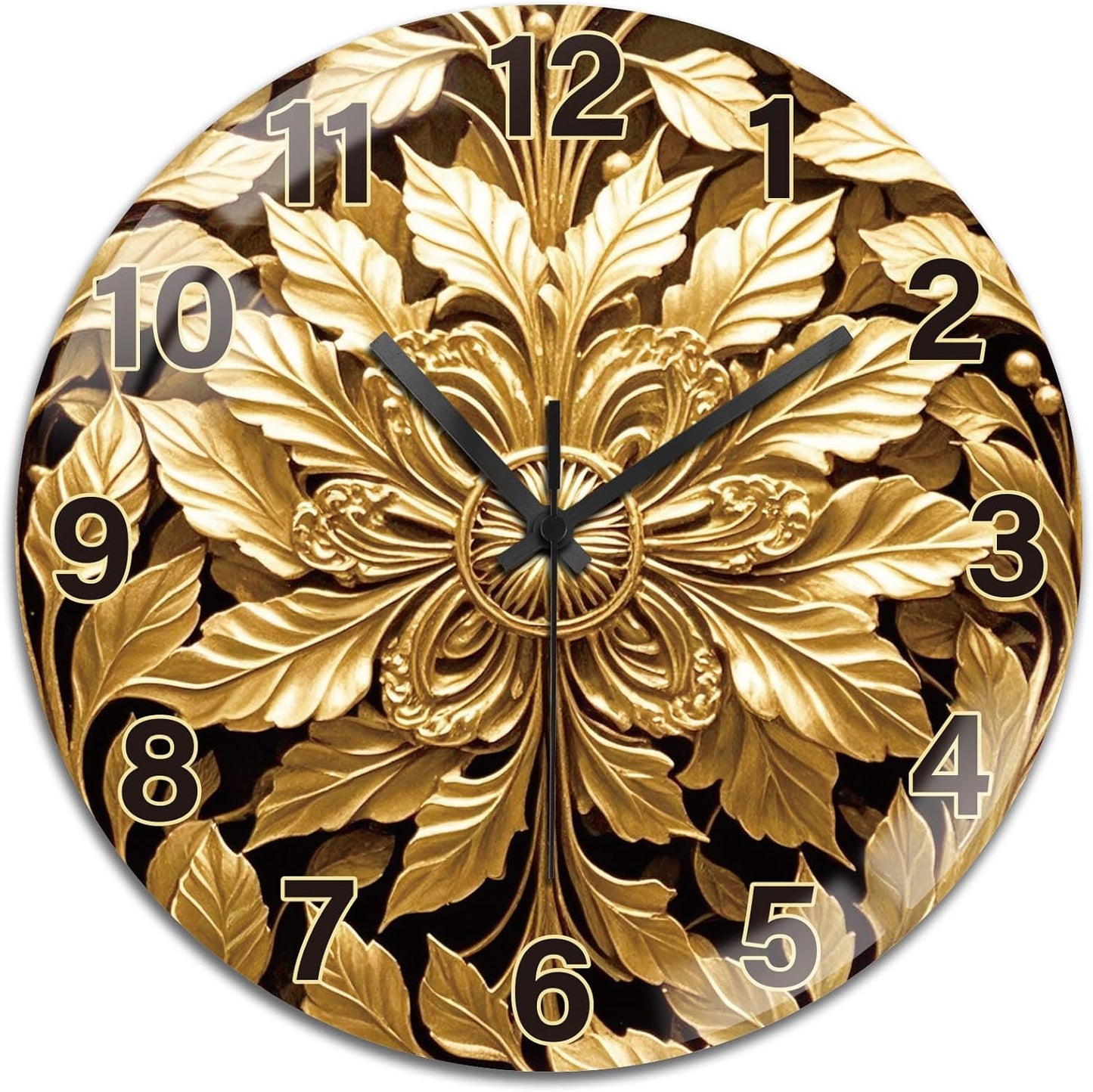Lemon Wall Clocks Battery Operated, 12" Round Clock | Non Ticking Decorative Clock, Ocean Pattern Glass Design for Living Room, Kitchen, Bedroom & Bathroom Decor