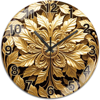 Lemon Wall Clocks Battery Operated, 12" Round Clock | Non Ticking Decorative Clock, Ocean Pattern Glass Design for Living Room, Kitchen, Bedroom & Bathroom Decor
