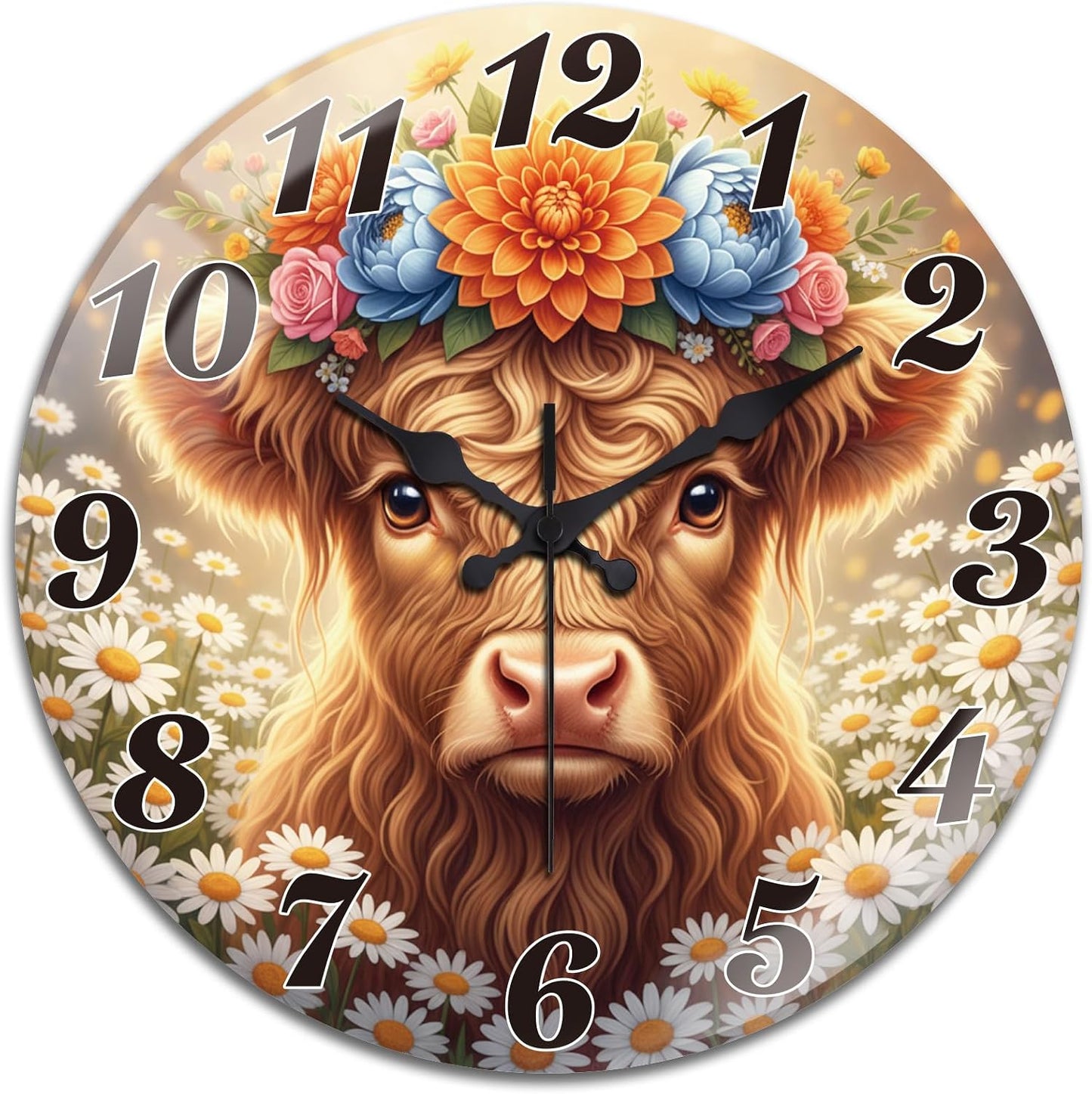 Lemon Wall Clocks Battery Operated, 12" Round Clock | Non Ticking Decorative Clock, Ocean Pattern Glass Design for Living Room, Kitchen, Bedroom & Bathroom Decor
